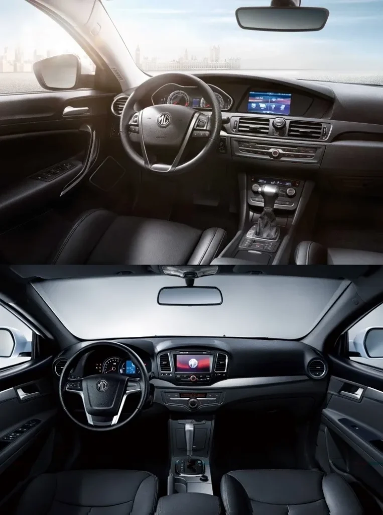 طراحی داخلی خودرو MG 6 2015 (بالایی) و MG 350 (پایینی)